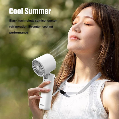 Portable Handheld Turbo Fan with Cooling Tech, Digital Display, 100-Speed Control, Rechargeable 4-in-1 Personal Fan for Travel, Outdoor, Office (White) - Image 7