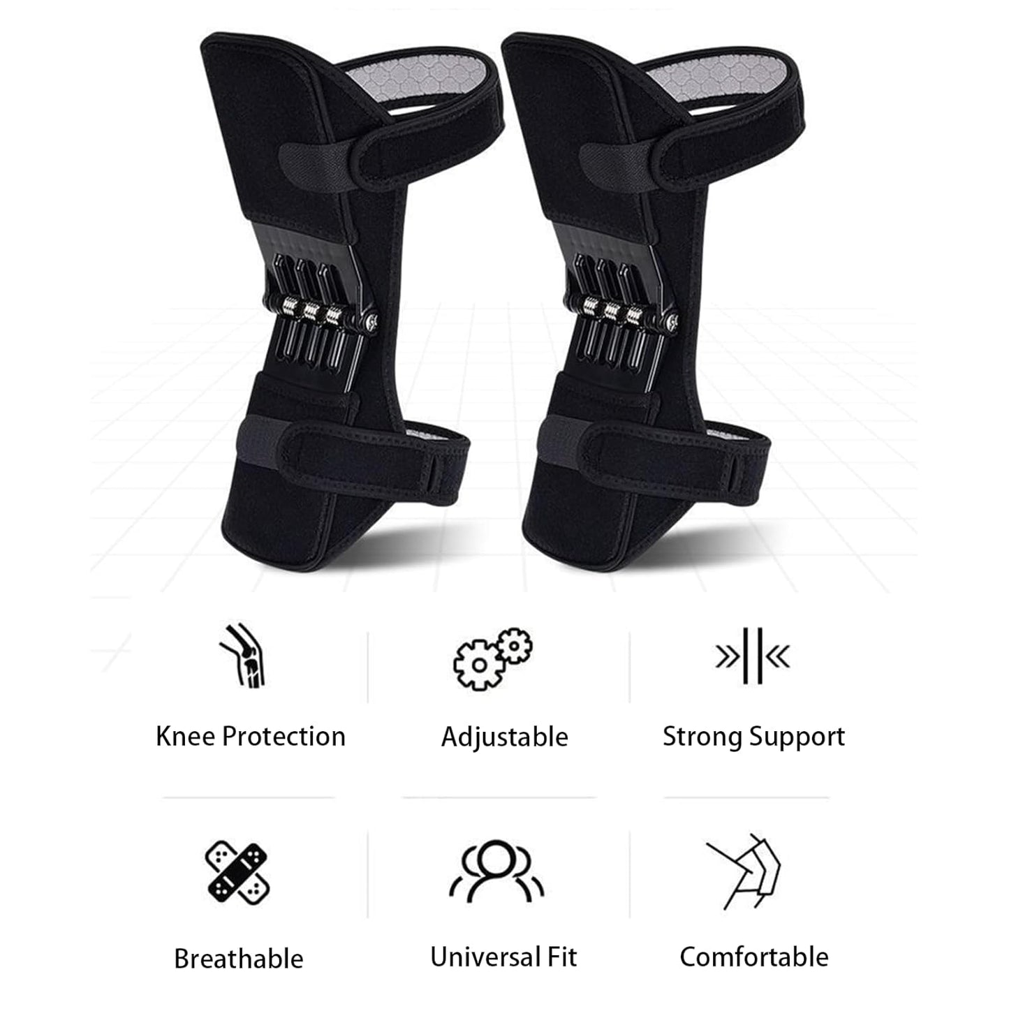 Power Knee Braces (2 Pack): 4-Spring Joint Support, Adjustable Stabilizer for Pain Relief, Sports & Daily Use - Image 2