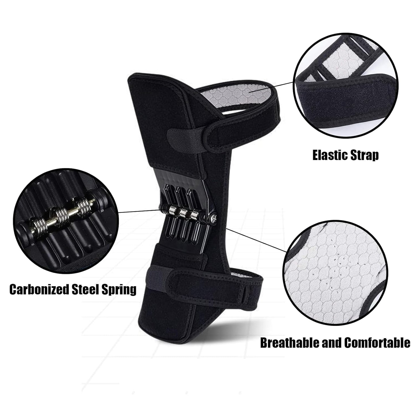 Power Knee Braces (2 Pack): 4-Spring Joint Support, Adjustable Stabilizer for Pain Relief, Sports & Daily Use - Image 3