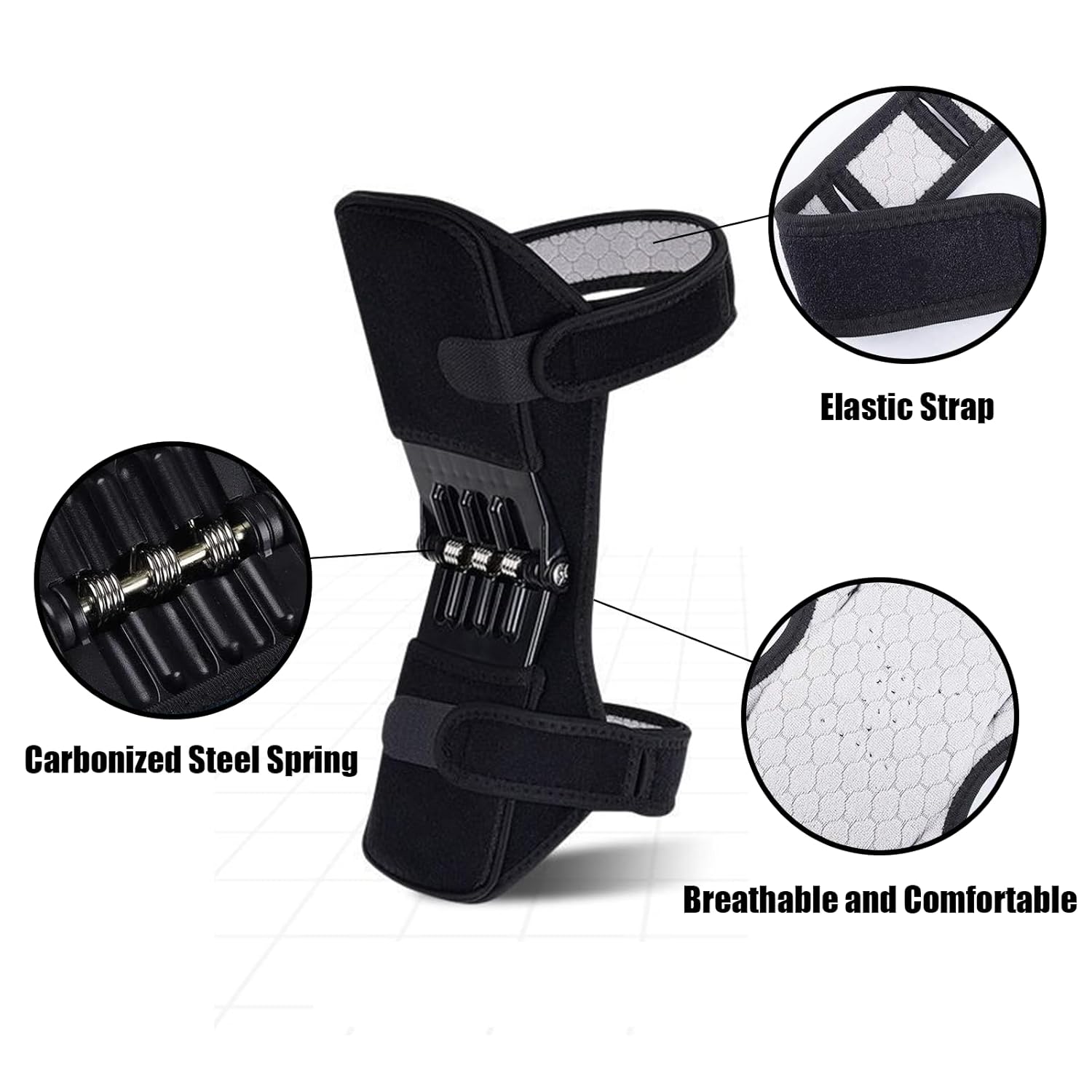 Power Knee Braces (2 Pack): 4-Spring Joint Support, Adjustable Stabilizer for Pain Relief, Sports & Daily Use - Image 3