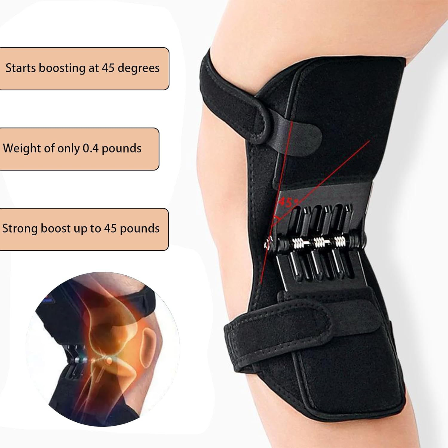 Power Knee Braces (2 Pack): 4-Spring Joint Support, Adjustable Stabilizer for Pain Relief, Sports & Daily Use - Image 4