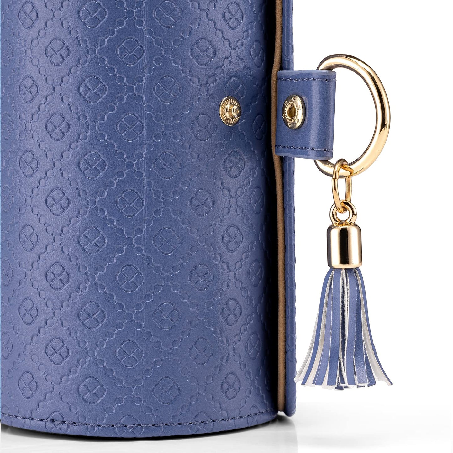 Purple Travel Jewelry Case: 3-Layer PU Cylinder Organizer for Necklaces, Earrings, Gifts for Travelers & Jewelry Lovers - Image 9