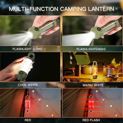 Rechargeable LED Camping Lantern Flashlight: 6 Modes, USB-C, Portable for Hiking, Emergency, Night Walking & Outdoor Adventures（green） - Image 2