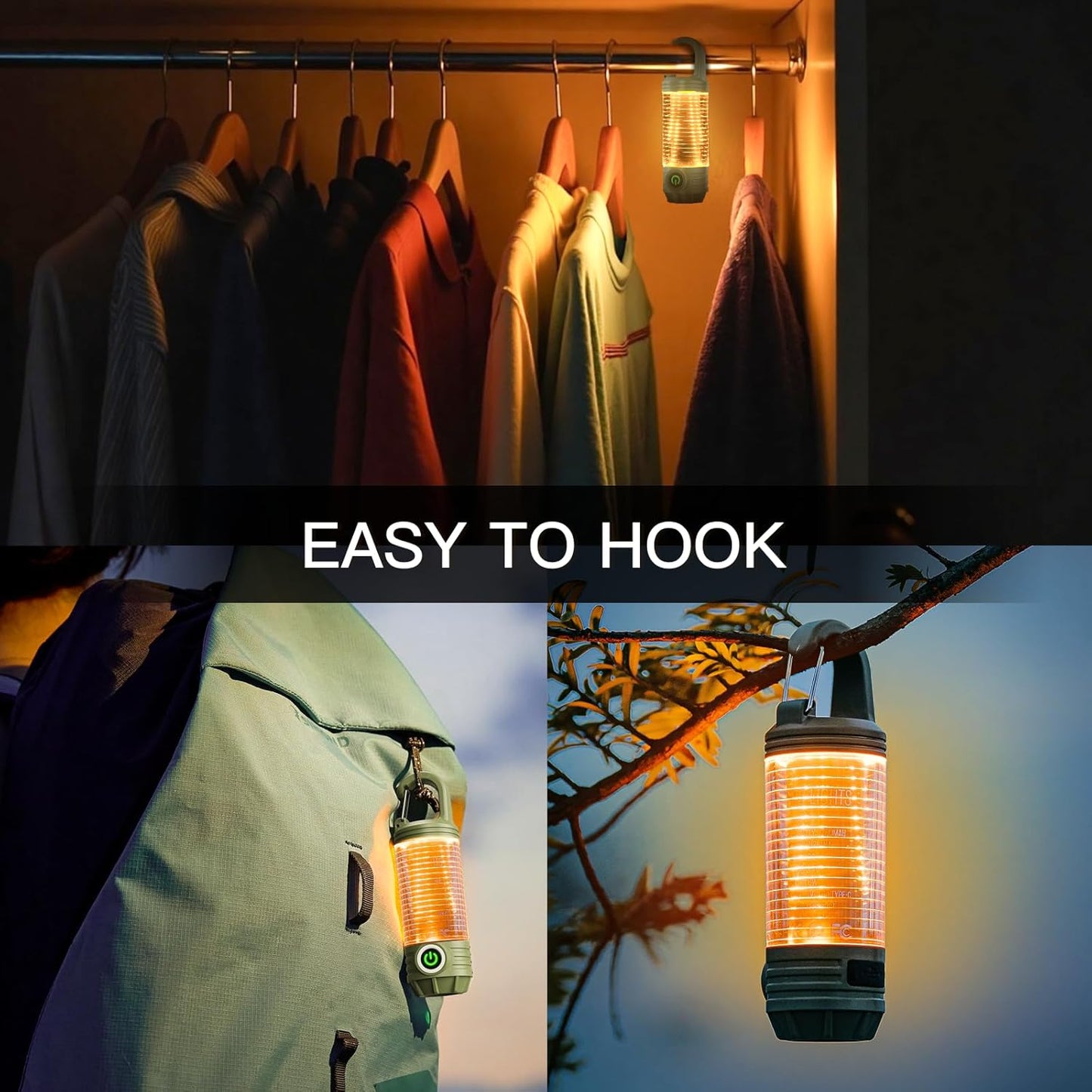 Rechargeable LED Camping Lantern Flashlight: 6 Modes, USB-C, Portable for Hiking, Emergency, Night Walking & Outdoor Adventures（green） - Image 3