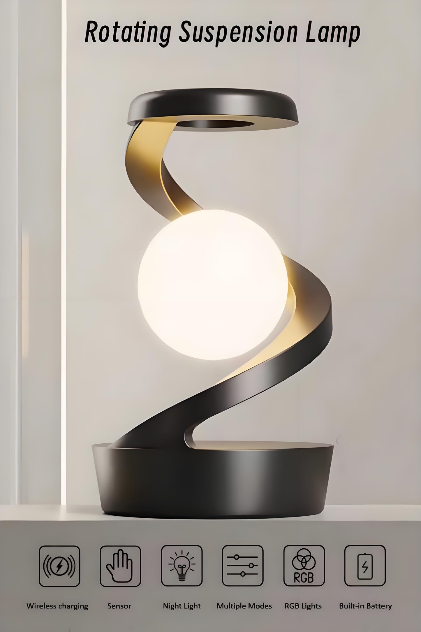Rotating Levitating Night Light with RGB Colors & Wireless Charging: 1-Second Palm-Activated Spin, Motion-Sensing – Futuristic Lighting for Australian Bedrooms & Offices - Image 3