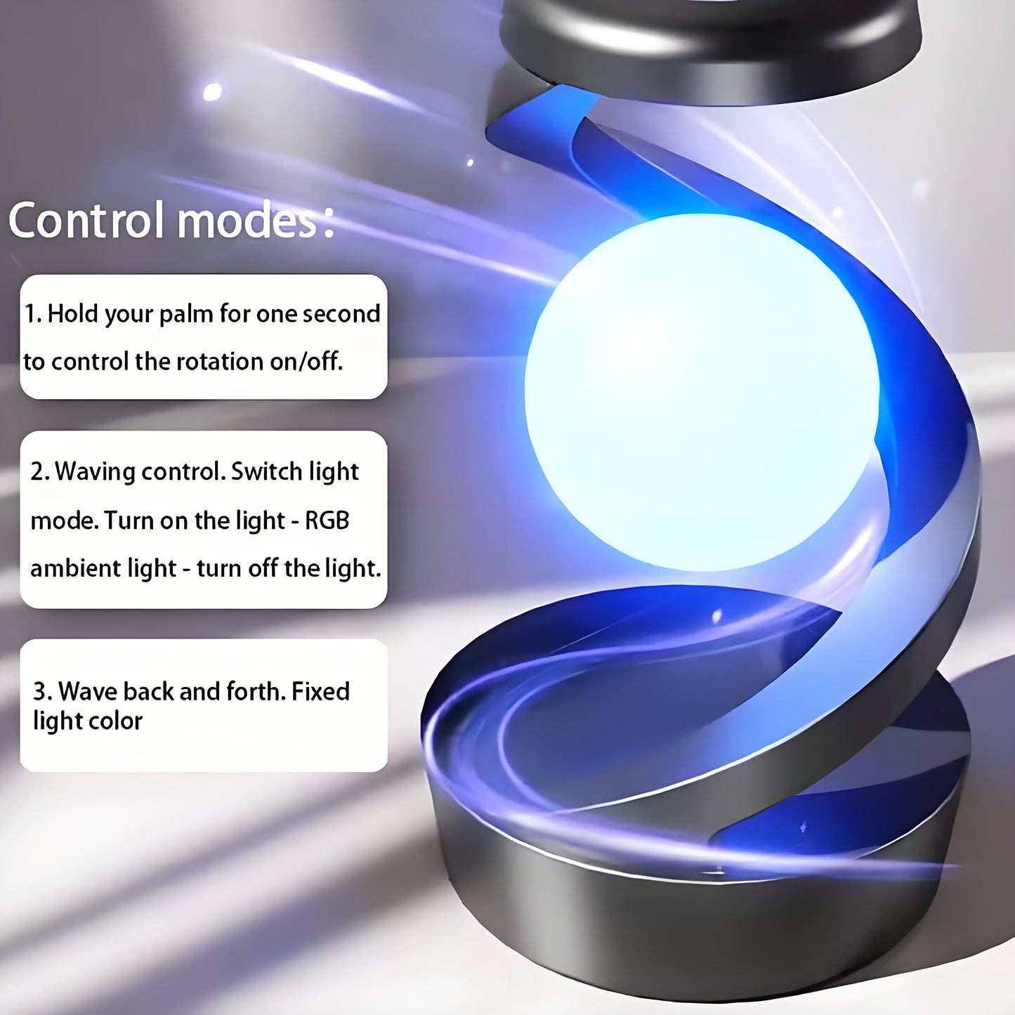 Rotating Levitating Night Light with RGB Colors & Wireless Charging: 1-Second Palm-Activated Spin, Motion-Sensing – Futuristic Lighting for Australian Bedrooms & Offices - Image 8