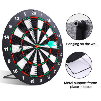 Safety Dart Board Set with 6 Soft Tip Darts: 16-Inch Rubber Dartboard for Family, Office & Party Leisure Sport - Image 2