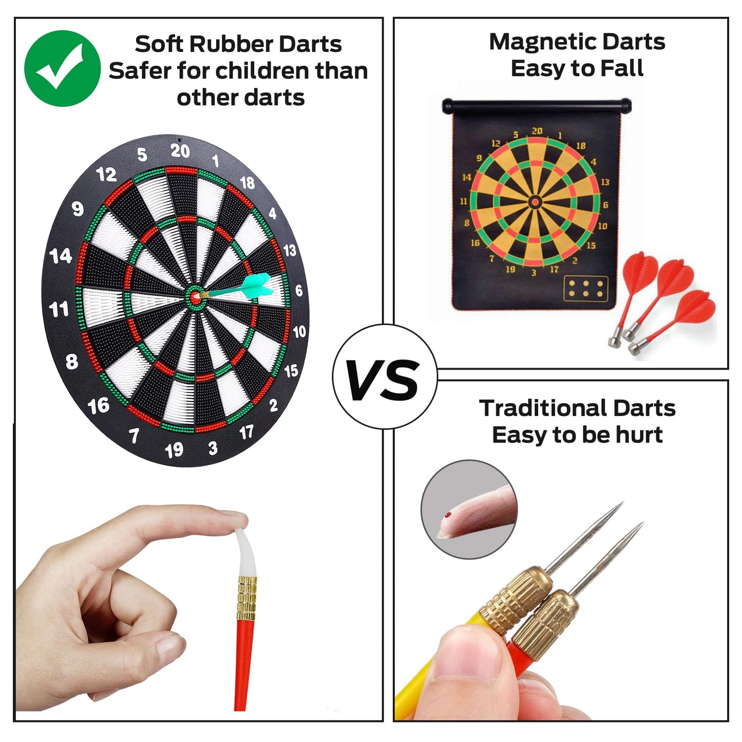 Safety Dart Board Set with 6 Soft Tip Darts: 16-Inch Rubber Dartboard for Family, Office & Party Leisure Sport - Image 3