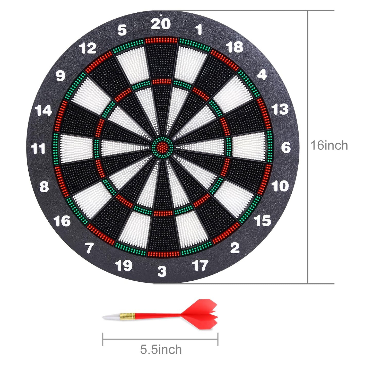 Safety Dart Board Set with 6 Soft Tip Darts: 16-Inch Rubber Dartboard for Family, Office & Party Leisure Sport - Image 5