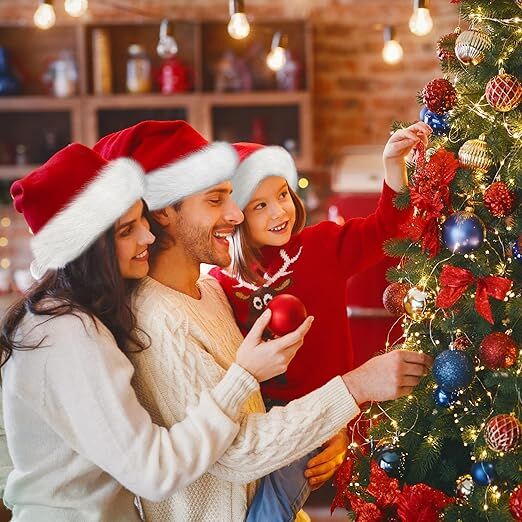 3Pack Christmas Santa Hats for Adults - Extra Thicken Velvet Santa Claus Hats for Women Men Fluffy Plush Xmas Hats Christmas Party Supplies New Year's Eve Party Hats for Adults Teenagers - Image 4