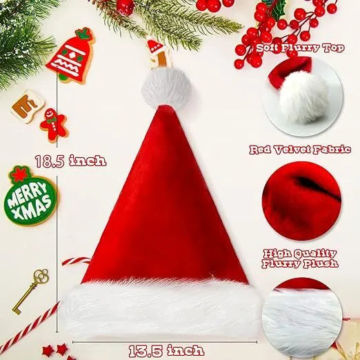 3Pack Christmas Santa Hats for Adults - Extra Thicken Velvet Santa Claus Hats for Women Men Fluffy Plush Xmas Hats Christmas Party Supplies New Year's Eve Party Hats for Adults Teenagers - Image 7