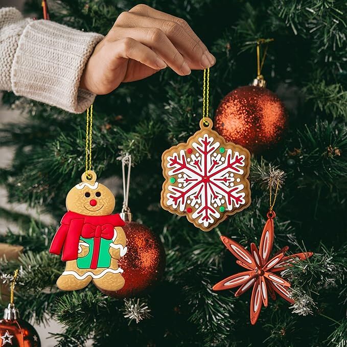 24pcs Christmas Ornaments Cute Snowman Xmas Tree Decorations Santa Claus Plastic Figurines Ornaments with Sugar Cookie House for Christmas Tree Hanging Party DIY Decor 3 Inch Tall - Image 3