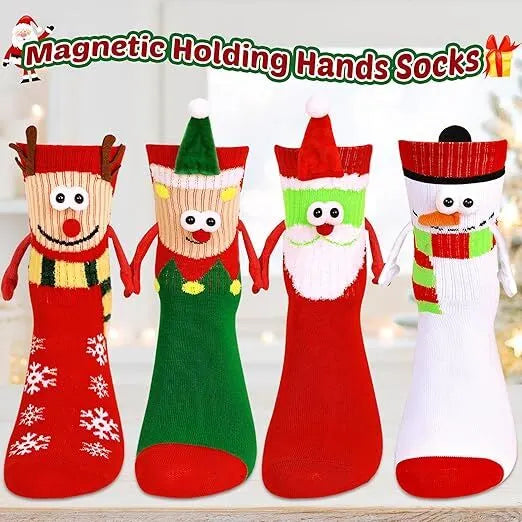 4 Pairs Christmas Socks, Crazy Holiday Hand Holding Socks Funny Christmas Stocking Stuffers - Image 2