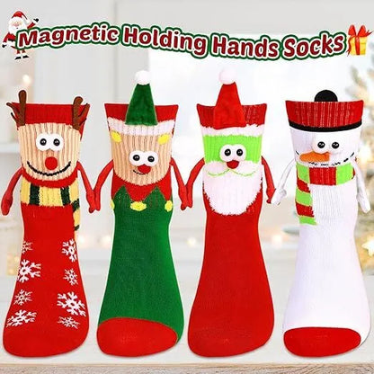 4 Pairs Christmas Socks, Crazy Holiday Hand Holding Socks Funny Christmas Stocking Stuffers - Image 2