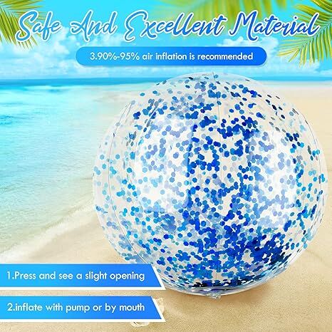 Christmas 10 Pcs Inflateable Sequin Glitter Beach Balls, 24 Inch and 16 Inch Jumbo Pool Confetti Glitter Balls, Swimming Pool Beach Toys for Summer Favor Decorations - Image 2