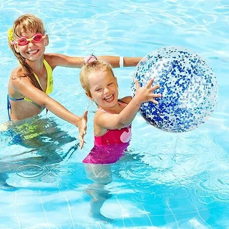 Christmas 10 Pcs Inflateable Sequin Glitter Beach Balls, 24 Inch and 16 Inch Jumbo Pool Confetti Glitter Balls, Swimming Pool Beach Toys for Summer Favor Decorations - Image 3