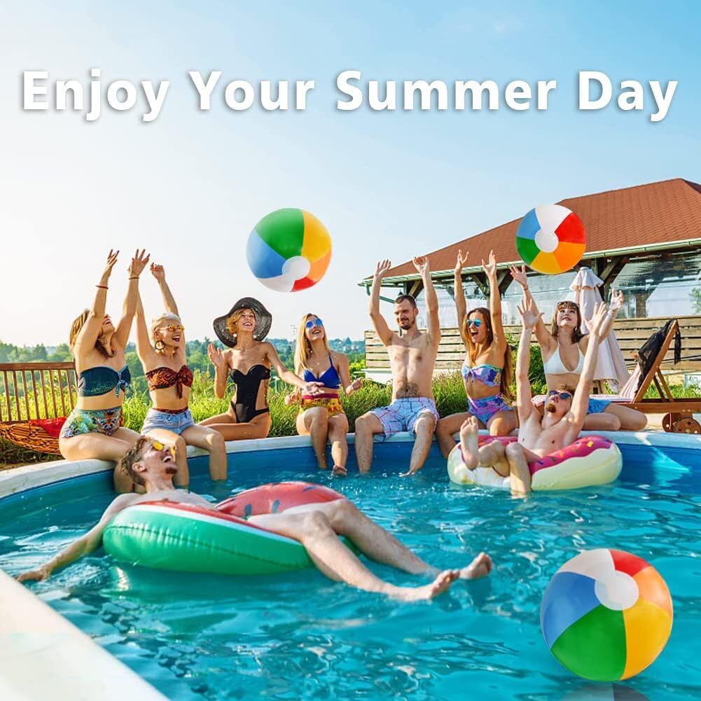12'' Beach Ball for Kids: 14 Pack Beach Balls Bulk Inflatable Pool - Beach Balls Bulk Hawaiian Tropical Theme Christmas Party Decorations Favors Supplies - Image 5