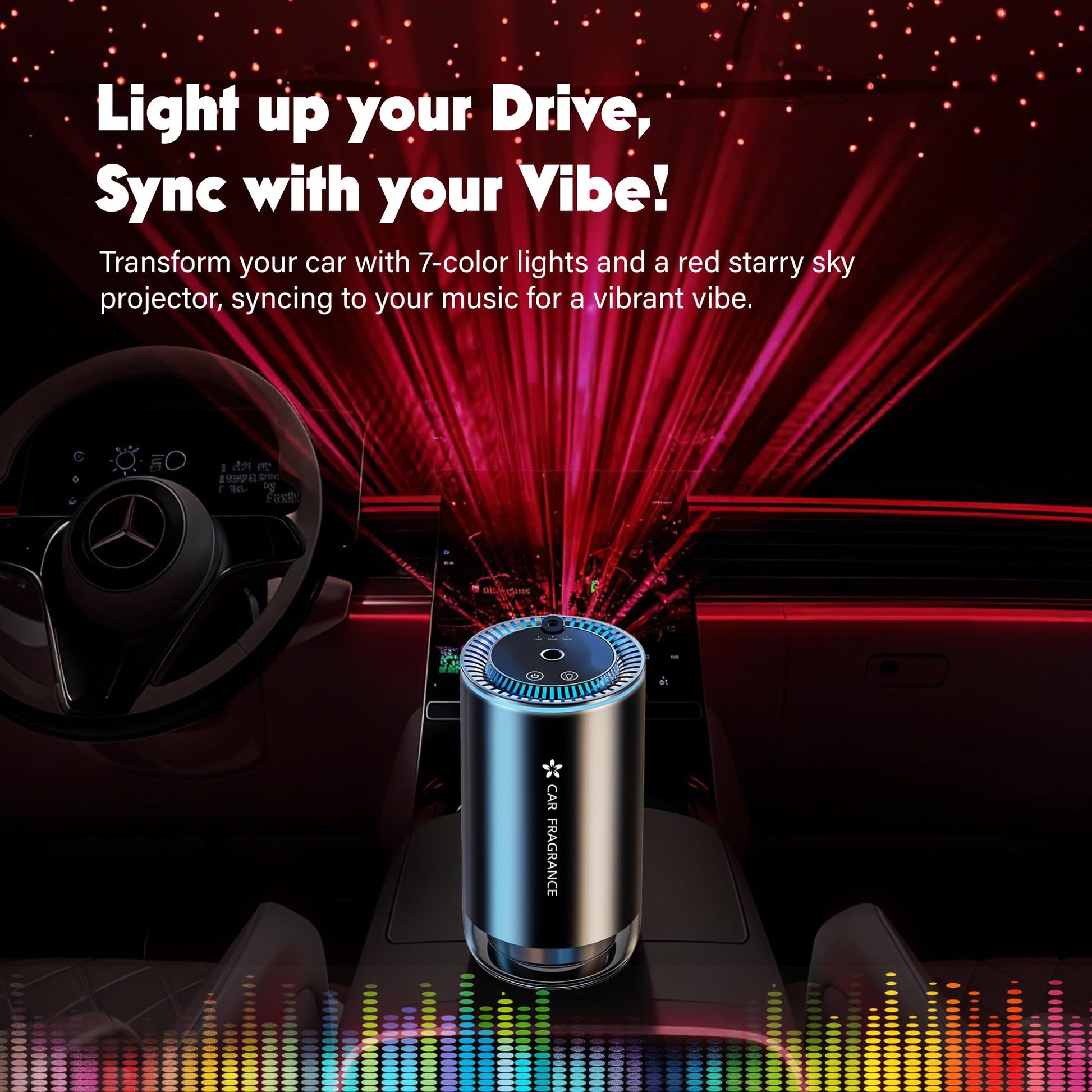 Smart Car Air Freshener with Starry Lights Projector: Automatic Aroma Diffuser, 3 Modes, Rechargeable for Car & Home - Image 4