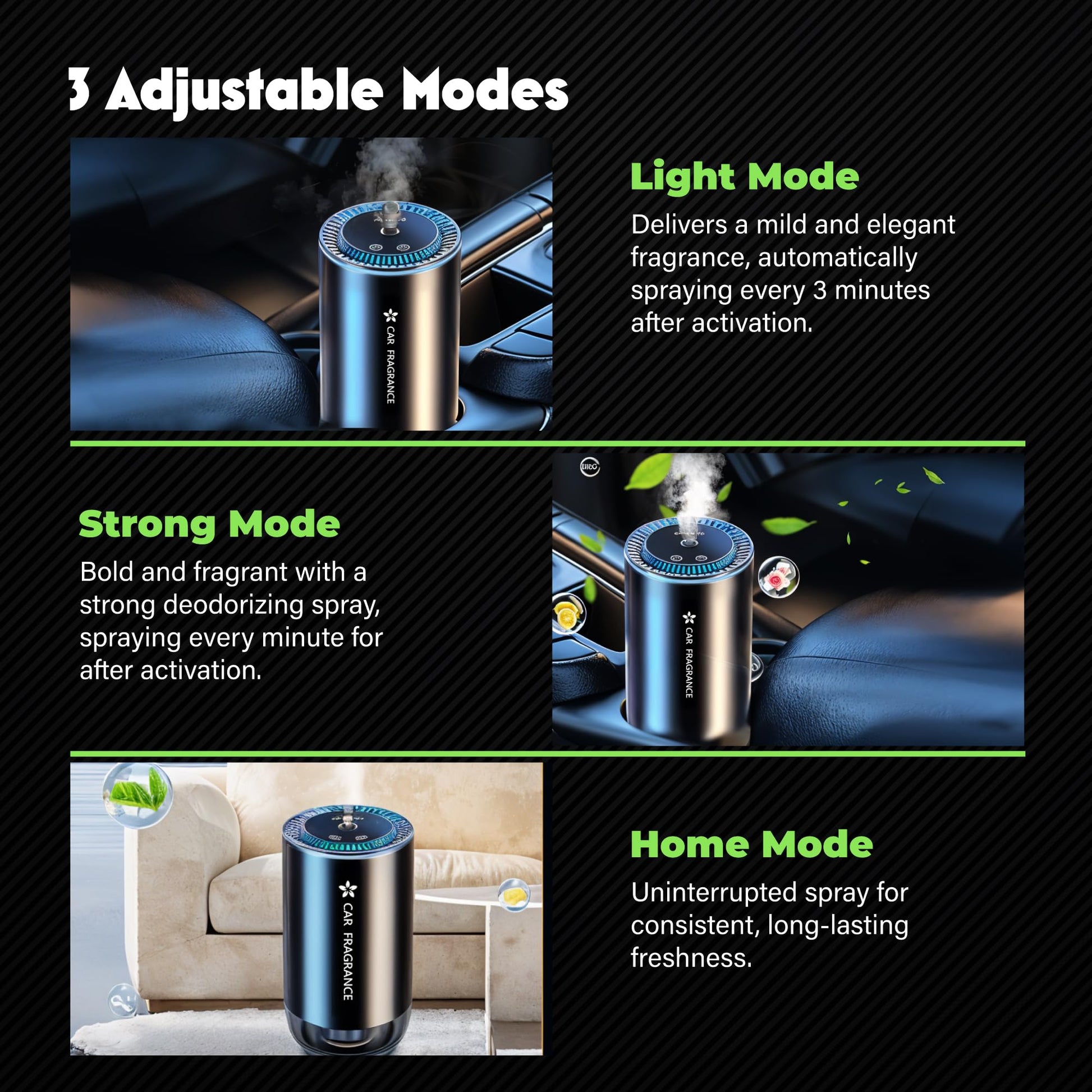 Smart Car Air Freshener with Starry Lights Projector: Automatic Aroma Diffuser, 3 Modes, Rechargeable for Car & Home - Image 7
