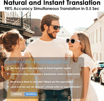 AI Smart Translation Sunglasses: UV400, Bluetooth, 110+ Languages, Voice Control – Ideal for Travel & Work (Pink) - Image 4