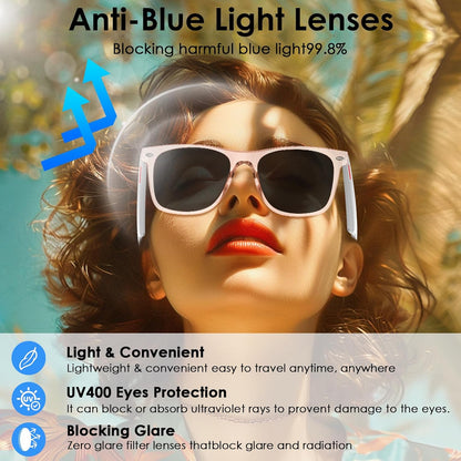 AI Smart Translation Sunglasses: UV400, Bluetooth, 110+ Languages, Voice Control – Ideal for Travel & Work (Pink) - Image 5