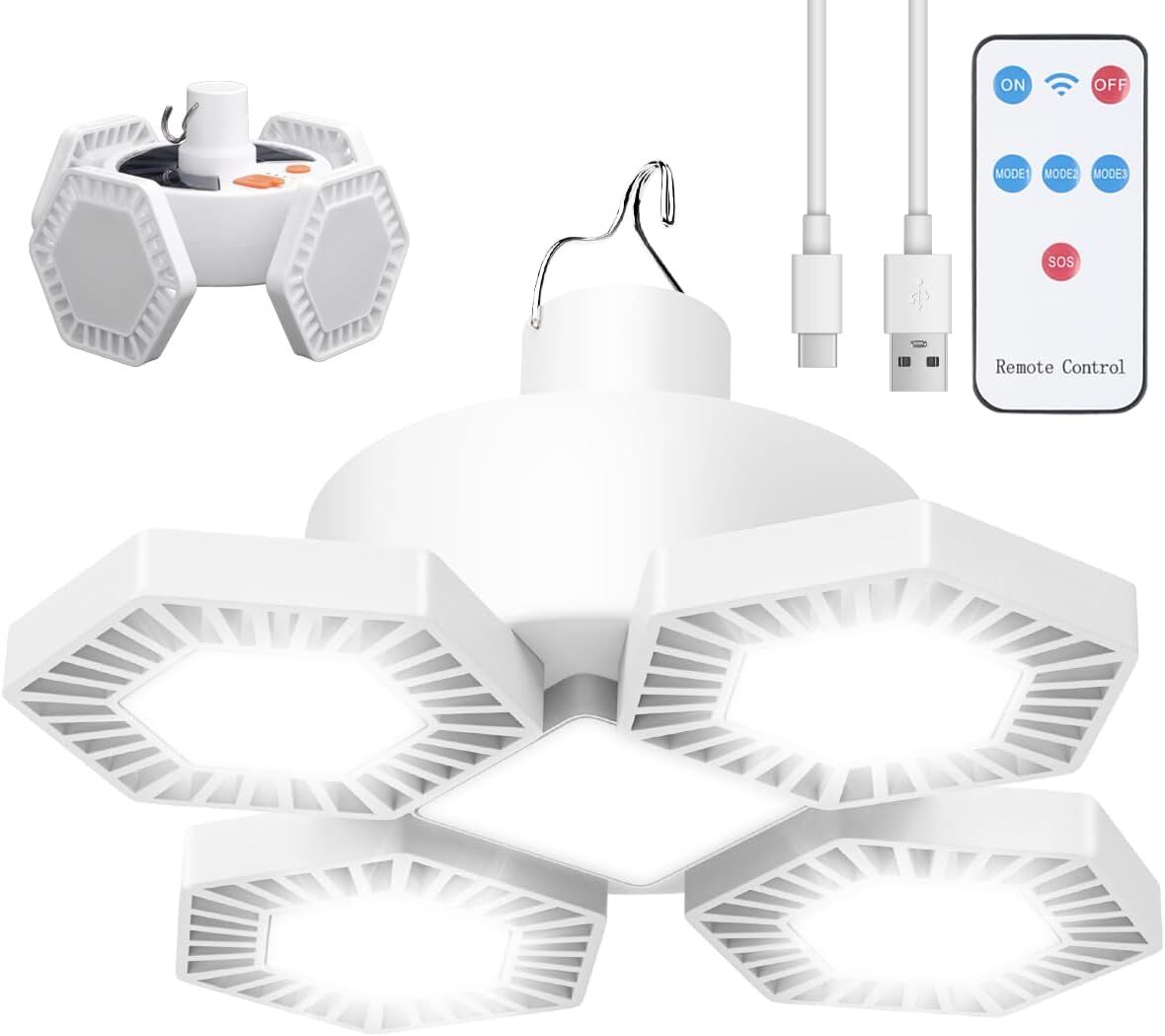 Solar Camping Lantern with Remote Control: 169 LED Folding USB Rechargeable Light for Camping, Emergencies & Outdoors