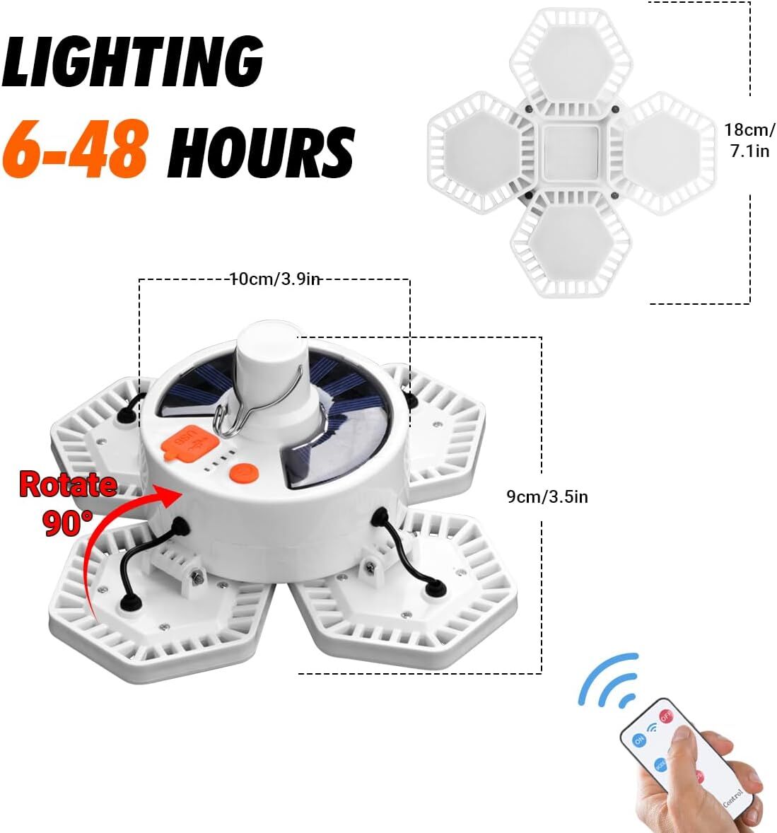 Solar Camping Lantern with Remote Control: 169 LED Folding USB Rechargeable Light for Camping, Emergencies & Outdoors - Image 9