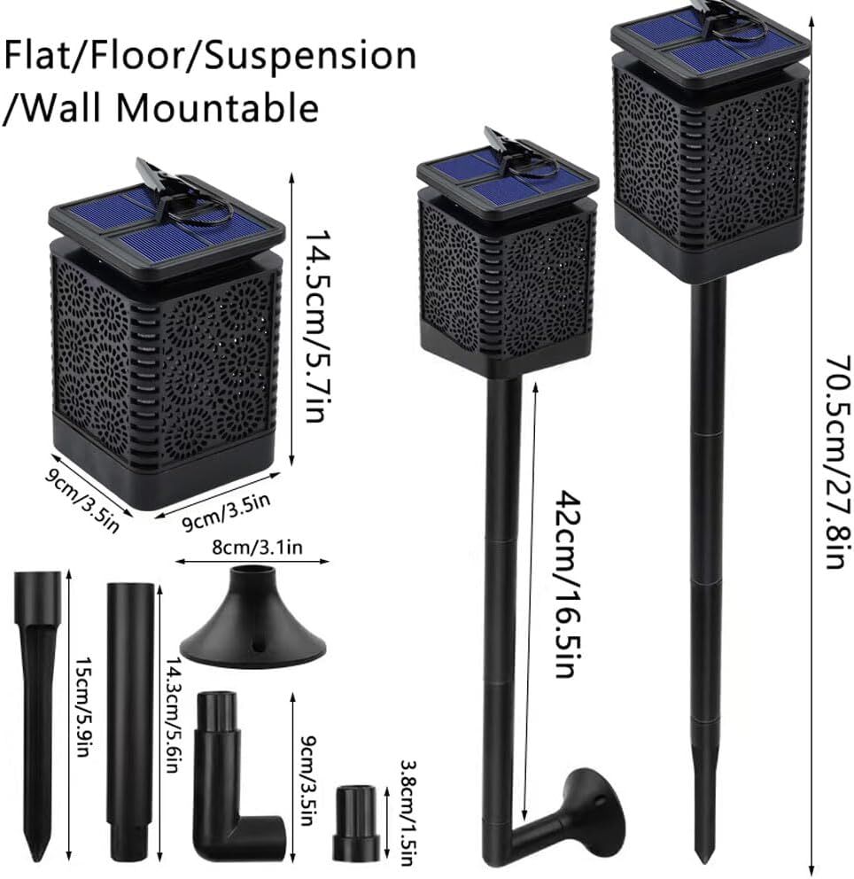 2-Pack Solar Garden Stake Light with Floral Pattern: 12 LED Outdoor Decorative Light with Multiple Mounting Options - Image 2