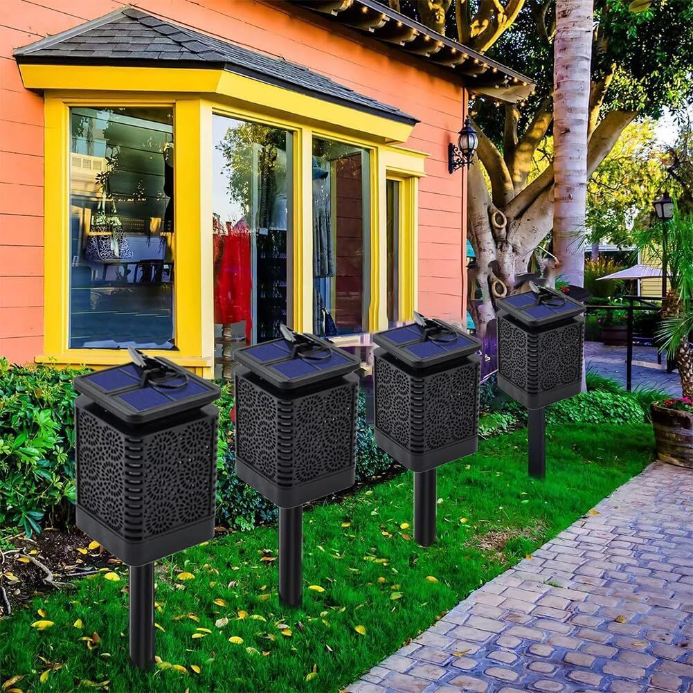 4-Pack Solar Garden Stake Light with Floral Pattern: 12 LED Outdoor Decorative Light with Multiple Mounting Options - Image 3