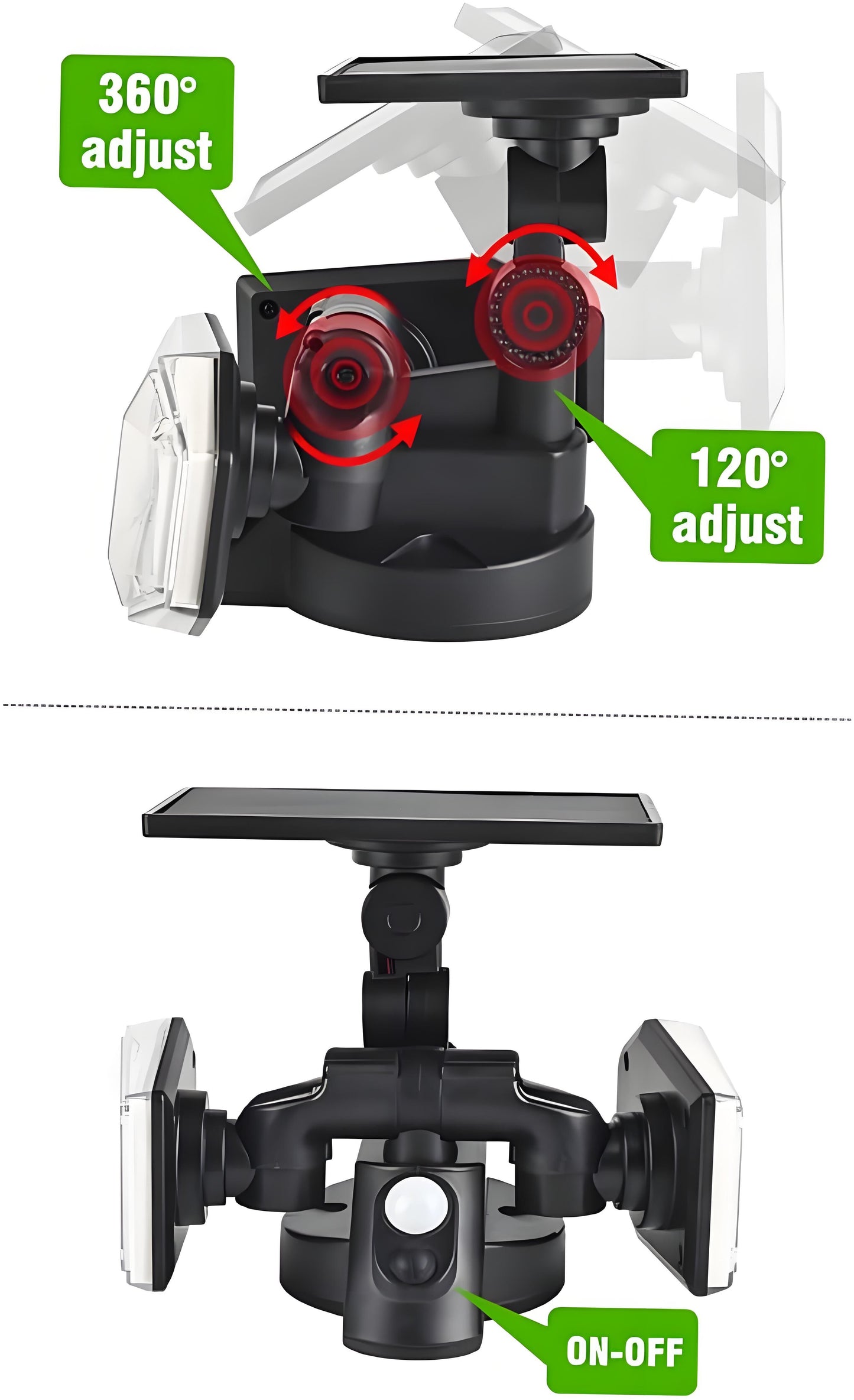 2-Pack Solar Motion Sensor Wall Lights: Double-Head Adjustable Cob LED Outdoor Lights for Garden, Patio & Pathway - Image 6