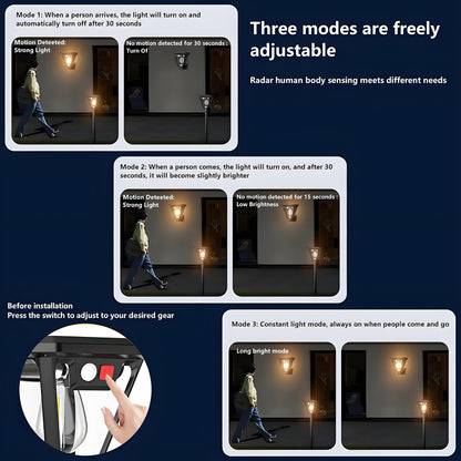 Solar Motion Sensor Wall Lights (2-Pack): 3-Mode Dusk-to-Dawn Waterproof for Patio, Garage & Garden Lighting - Image 6