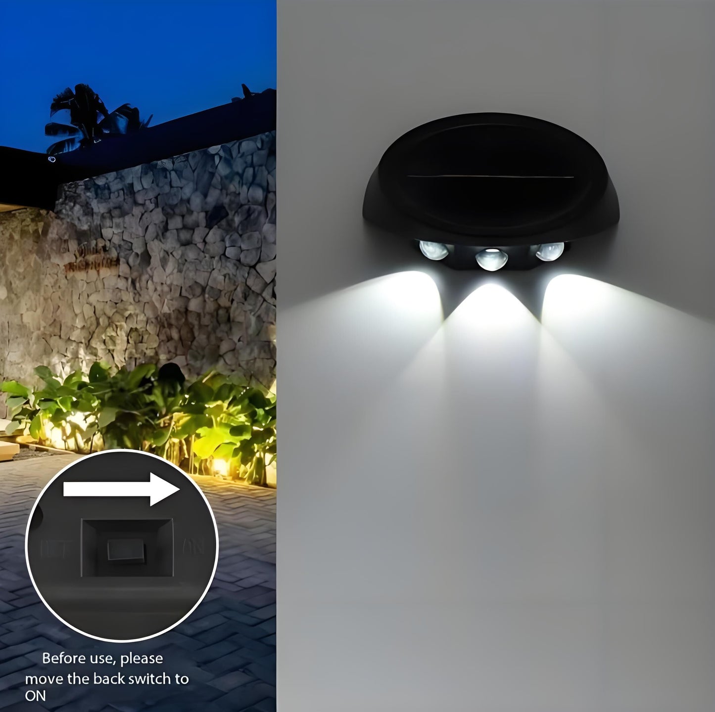 Solar Outdoor Wall Lights (4-Pack): IP44 Waterproof LED Sconces for Garden, Patio & Pathway Lighting（white light） - Image 2