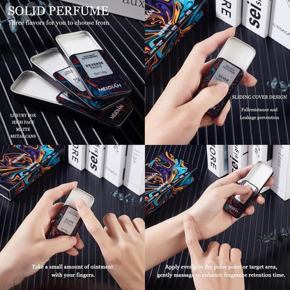 Solid Perfume Balm Set,Unisex Perfume,Natural Solid Balm,Lasting Fragrance,Easy To Carry,Three-Piece, A Surprise Gift For Important Festivals,Perfect for Travel Use - Image 5