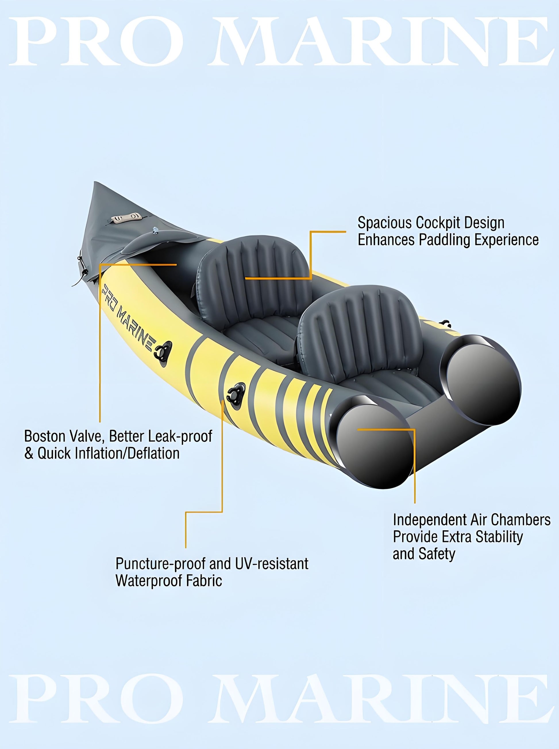 Advanced Elements Inflatable Kayak: 1/2 Person Recreational Convertible (Yellow) – Tandem/Solo Paddling with Durable PVC Hull - Image 4