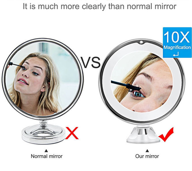Christmas gift 10X Magnifying Suction Cup LED Makeup Mirror: Flawless Vanity Mirror with Natural Light for Precise Grooming - Image 3