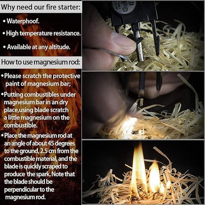 21 in 1 Survival Bracelet, Paracord Emergency Outdoor Sports Wristband Kit Waterproof Compass, SOS LED Light, Thermometer, Rescue Whistle, Fire Starter. Multi 21 Tools (Black 2 Pc) - Image 5