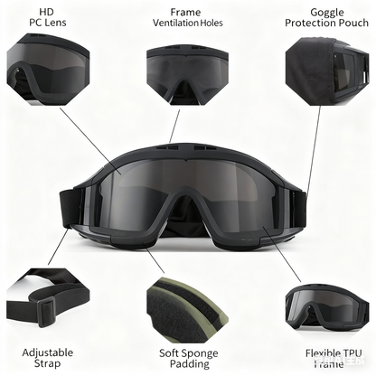 Christmas gifts for husband or boyfriend
 Tactical Safety Goggles, Anti-Fog HD Lens, Wind & Dust Protection for Outdoor & Tactical Use(khaki) - Image 4