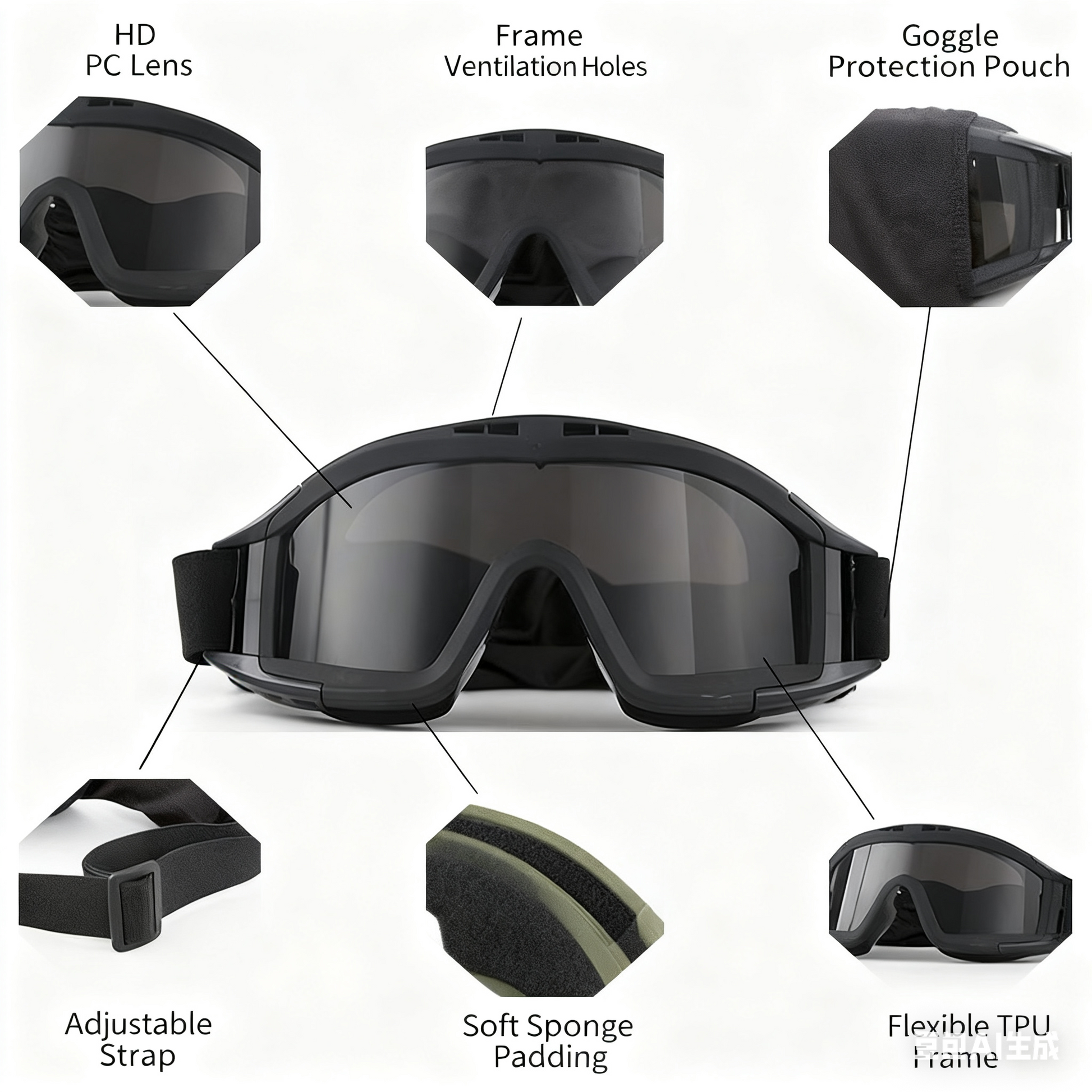 Christmas gifts for husband or boyfriend
 Tactical Safety Goggles with 3 Interchangeable Lenses, Wind & Dust Protection for Outdoor & Tactical Use(khaki) - Image 5