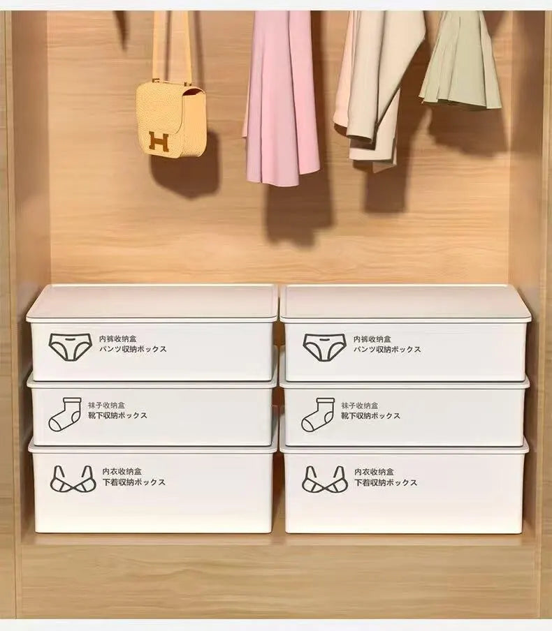 Underwear Panties Socks Box Close-fitting Clothing Storage Box Drawer Three-piece Cover with Compartment Household - Image 3
