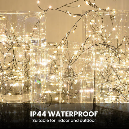 300 LED Warm White Fairy String Lights, 9m Black Wire, Battery-Operated, IP44 Waterproof, Timer Function for Christmas Bedroom Wreath Decor (Batteries Not Included) - Image 3