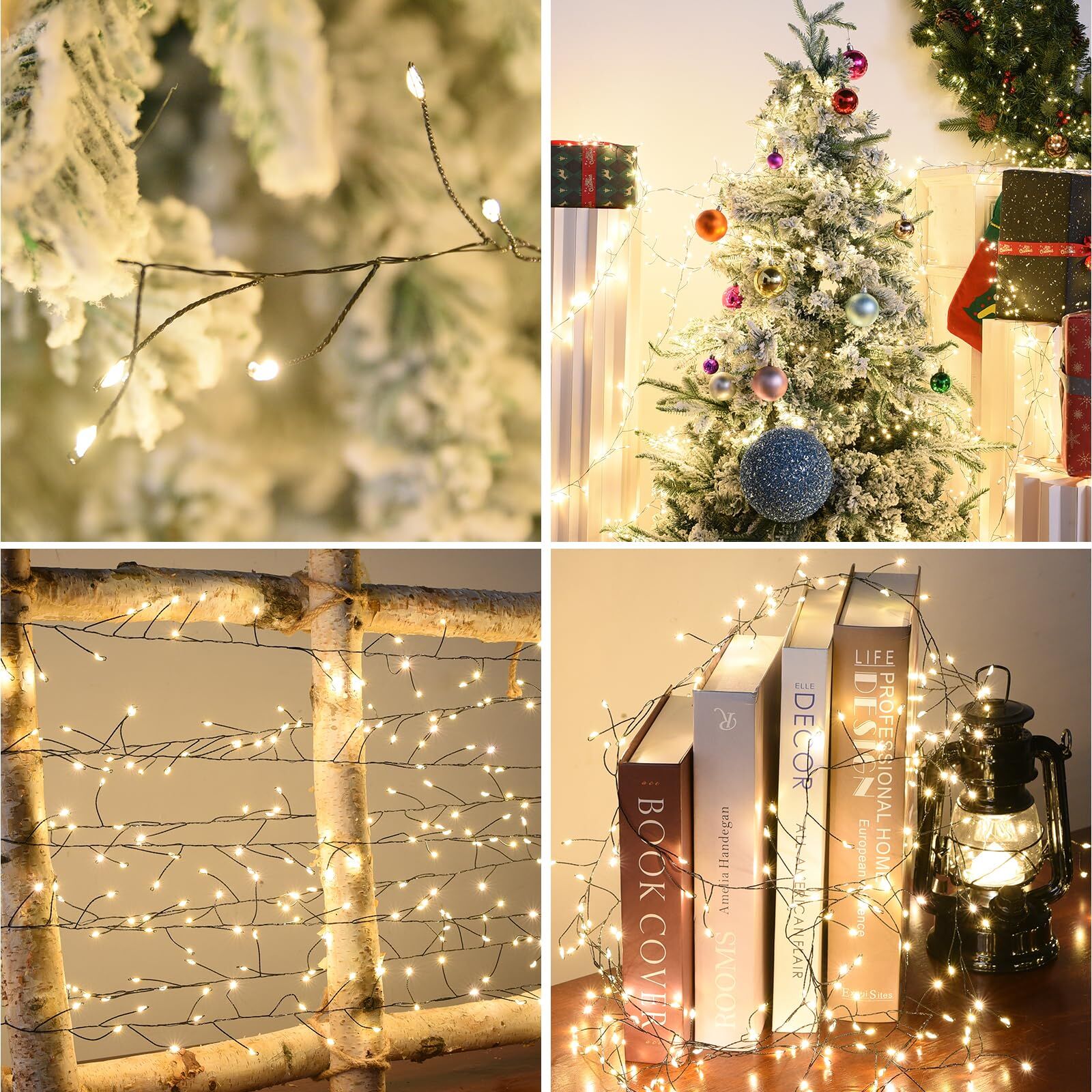 300 LED Warm White Fairy String Lights, 9m Black Wire, Battery-Operated, IP44 Waterproof, Timer Function for Christmas Bedroom Wreath Decor (Batteries Not Included) - Image 6