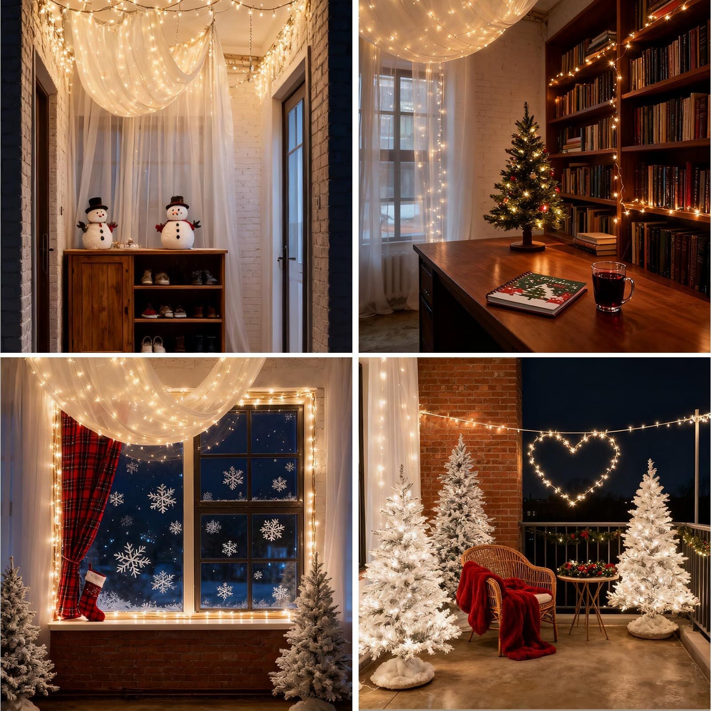 300 LED Warm White Fairy String Lights, 9m Black Wire, Battery-Operated, IP44 Waterproof, Timer Function for Christmas Bedroom Wreath Decor (Batteries Not Included) - Image 7