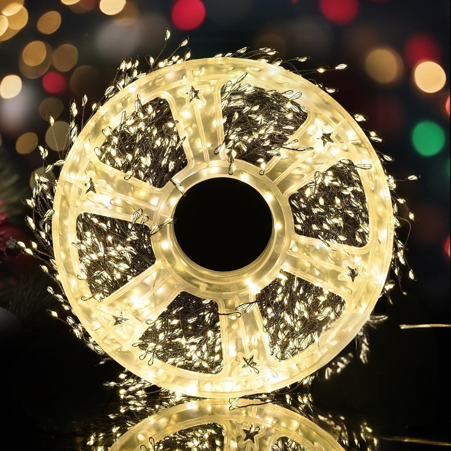 300 LED Warm White Fairy String Lights, 9m Green Wire, Battery-Operated, IP44 Waterproof with Timer for Christmas Decor (Batteries Not Included)
