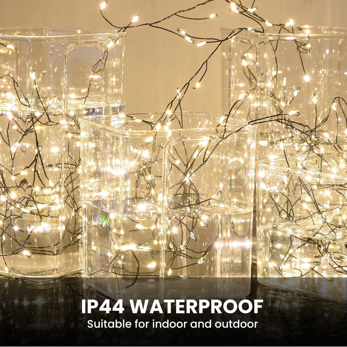 300 LED Warm White Fairy String Lights, 9m Green Wire, Battery-Operated, IP44 Waterproof with Timer for Christmas Decor (Batteries Not Included) - Image 4