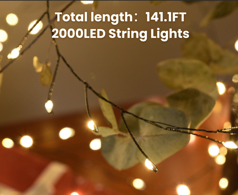 300 LED Warm White Fairy String Lights, 9m Green Wire, Battery-Operated, IP44 Waterproof with Timer for Christmas Decor (Batteries Not Included) - Image 5