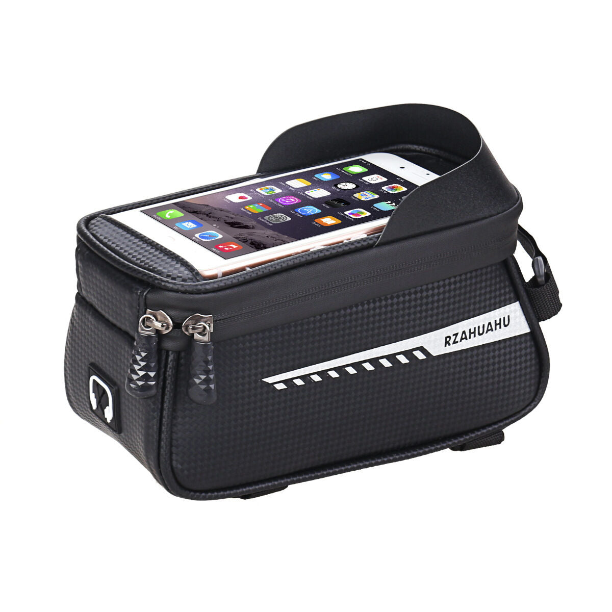 Black Waterproof Bike Frame Bag with Touchscreen & Reflective Details: 6.5" Phone Compatibility, Aussie Cyclist Essential - Image 2