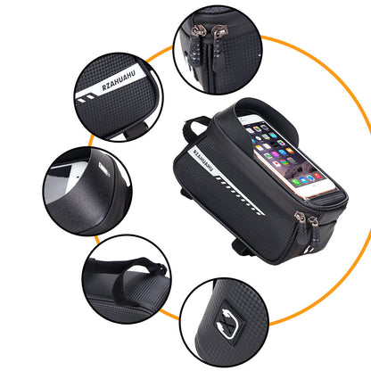 Black Waterproof Bike Frame Bag with Touchscreen & Reflective Details: 6.5" Phone Compatibility, Aussie Cyclist Essential - Image 5
