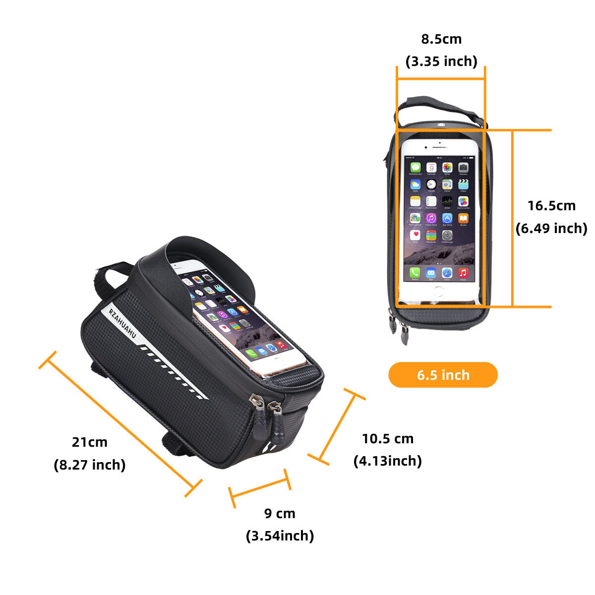 Black Waterproof Bike Frame Bag with Touchscreen & Reflective Details: 6.5" Phone Compatibility, Aussie Cyclist Essential - Image 6