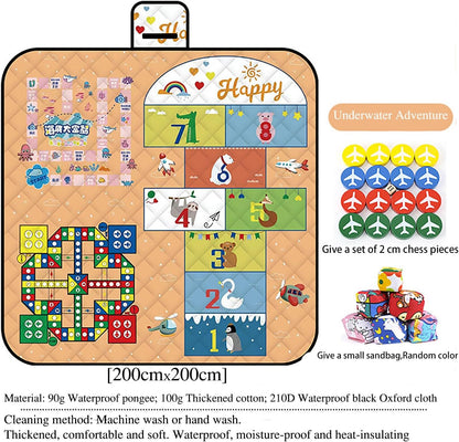Waterproof Picnic Blanket with Flying Chess Game: 80''x80'' Extra Large, Foldable for Australian Camping, Beach & Family Gatherings - Image 2