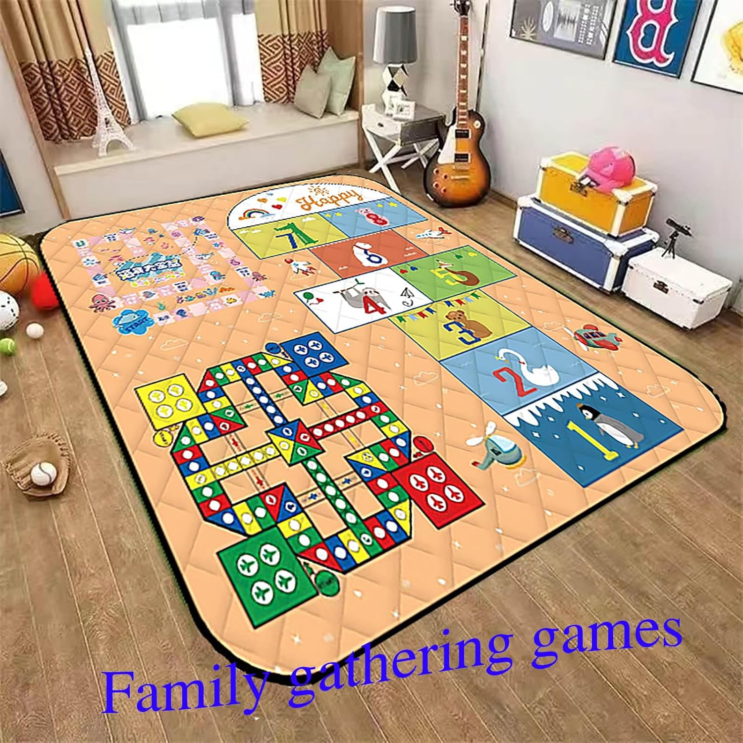 Waterproof Picnic Blanket with Flying Chess Game: 80''x80'' Extra Large, Foldable for Australian Camping, Beach & Family Gatherings - Image 6